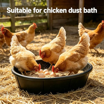 5 Pack Rubber Feed Pan, 12 Quart/3 Gallon Large Capacity Livestock Feeding Pan, Heavy Duty Durable Farm Feeding Tub for Horse, Goat, Pig, Dog and Poultry, Farm Supplies, Black