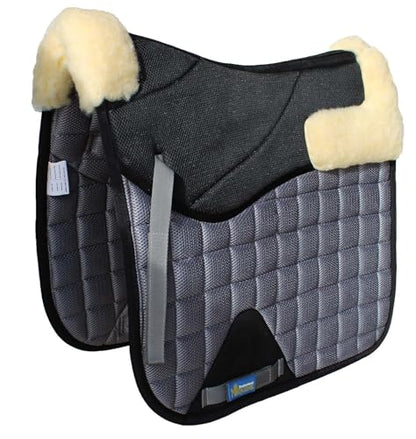 CHALLENGER Horse English Quilted Dressage Square Contoured Lightweight Trail Saddle Pad 72TS30 - color: Grey /Black, size: 25" Spine x 22" Drop