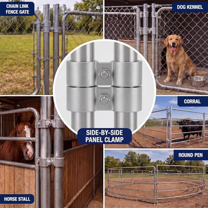Tudomro 2 Sets 2-3/8" Chain Link Fence Panel Clamps, Dog Kennel Clamp