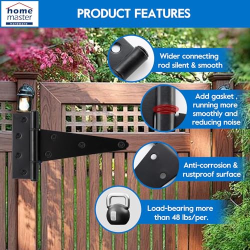 HOME MASTER HARDWARE 8" Heavy Duty Gate Hinges, 4 Pack T Strap Hinges - size: 8 in-4 Pack