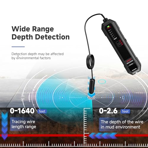 NOYAFA Underground Wire Locator - Cable & Wire Tracer for Buried, Wall & Hidden Wires, Pet Fence, Electrical & Irrigation, LED Flashlight, Rechargeable Battery, NF-818L