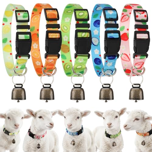 5 Pack Fruit Goat Collars with Bells,Anti-Lost Pet Collar - color: fruit Multi-colored