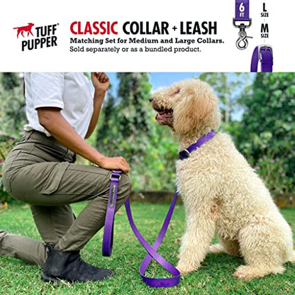 Tuff Pupper Heavy Duty Waterproof Dog Collar for Small, Medium & Large Dogs - color: Royal Purple
