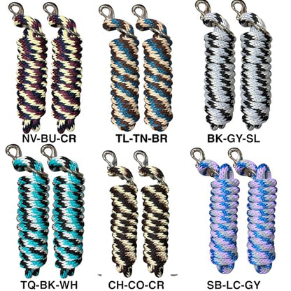 Majestic Ally Polypropylene Lead Rope with Removable Nickel Bolt Snap, 5/8 x 10 ft, for Horses and Livestock, 2 Pack (Black -Gray-Silver) - color: Black -Gray-Silver