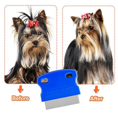 6 Pcs Flea Lice Comb,Stainless Steel Tear Stain Remover,Professional dog eye comb, Flea and Tick Combs for Dogs & Cats, Fine Tooth Dog Comb for Grooming