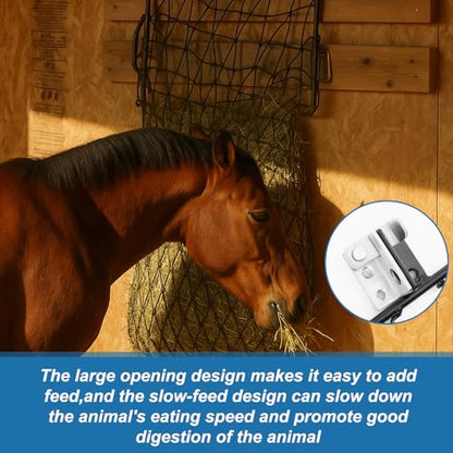 Yaocom 2 Set Black Wall Mount Hay Feeder for Horses Goats Heavy Duty Hay Rack with Net Slow Feeder Wall Mounted for Stall Barn, Easy to Install and Save Hays (Square) - color: Black