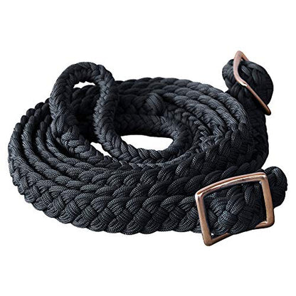 HILASON Braided Poly Barrel Horse Racing Reins Flat Grip Knots 1" X 8Ft | Rein Gifts - color: Black