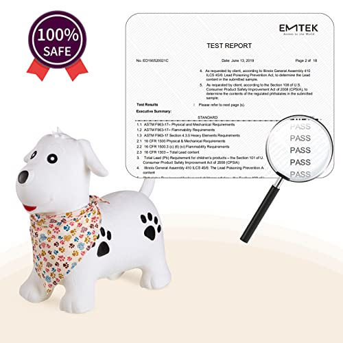 INPANY Bouncy Dog Hopper for Toddlers, Gifts Toy for Kid, Pump Included | Eco-Friendly PVC, Low Center Gravity, Cute Cartoon Design, Load 100 Lbs, Learn & Exercise & Active Fun, Gifts for 1-3 Kids - color: White Dog