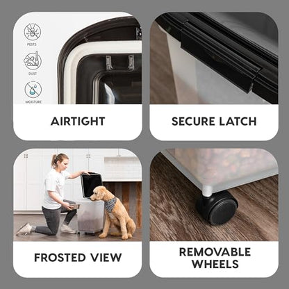 IRIS USA Dog Food Storage Container, Up to 50 lbs, Black, Made in USA - color: Black, size: 50 lbs
