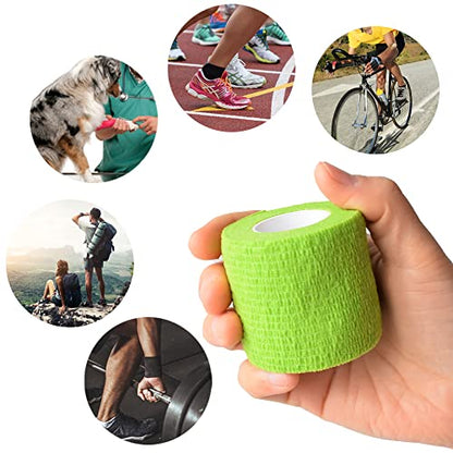 2 Inches Self Adhesive Bandage Wrap, 9 Pack, Grass Green - color: Grass Green, size: 2 Inch