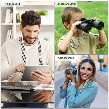 FIEIL Nylon iPad Strap, Adjustable Camera Neck Strap, Comfortable Shoulder Strap for iPad, Cellphone Tablet, Camera, Laptop, Binocular, Luggage Bag (Black and White Checkered Universal Neck Lanyard) - color: Black and White Checkered