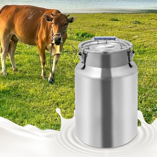 DYNAMI 3.2Gal Stainless Steel Airtight Canister,Large Metal Food Storage Container,Stainless Steel Bucket Milk Can Milk Jug With Lid&Handle, for Kitchen Rice Flour Coffee Bean (Silver) - color: Silver