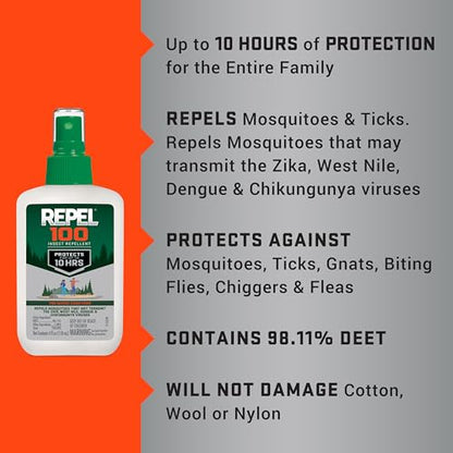 Repel 100 Mosquito & Insect Repellent 4 Oz, 98% DEET - size: 4 Fl Oz (Pack of 1)