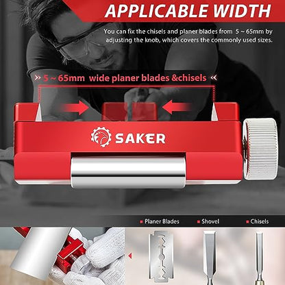 Saker Honing Guide Tool Upgraded - Off-Center Sharpening Holder for Short Woodworking-Chisels and Planes width 0.2-2.55 inches,RED… - style: Red Honing Guide