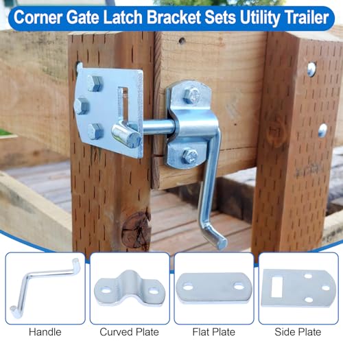 Stake Bed Latches Bracket Set, 2 Pack | Straight Side Gate Latch, For Utility Trailers, Stake Gates, Carports, Wooden Safety Racks, Trucks and Trailers, Heavy Duty