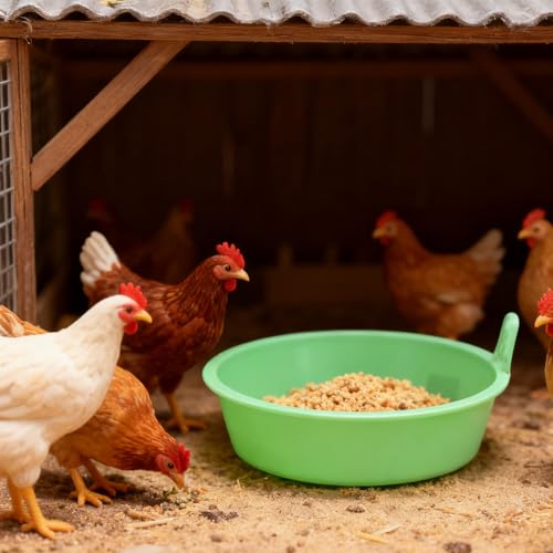 Fafeicy Feed Pan, 3 Pcs Thickened PP Plastic Livestock Feeder Bucket, 4L Capacity for Chicken Duck Goose, Outdoor Feeding and Watering Bowl for Poultry Coop