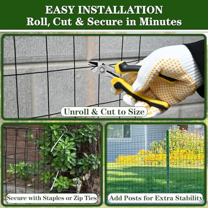 Black PVC Coated Welded Wire Fencing 48” x 100’ Roll 2”x3” 16G Garden Fence | TUOKS Chicken Wire Fencing Roll Vinyl Coating Metal Wire Mesh for Yard Vegetable Plant Protection Poultry Netting - size: 2''x3'' 16GA 48''x100'