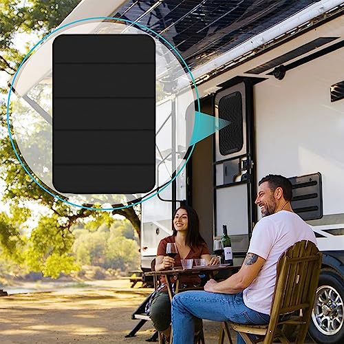 AUCELI RV Door Shade Cover, Magnet Camper Skylights Sunshade Cover, Foldable RV Sun Shade Windshield Blackout Shower Curtains Coverage, Waterproof Thickened Oxford Fabric Interior Accessories (Black)