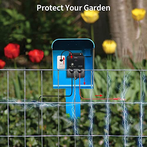 Electric Fence Energizer, Ortis 2-Mile/ 8 Acres Electric Fence Controller for Dogs, Livestock, Squirrels, Used for Gardens, Chicken Coops, 0.1 Joule