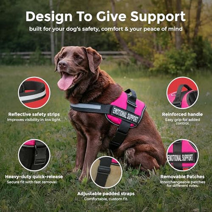 Industrial Puppy Emotional Support Vest Harness, Large 27-33 in, Pink - color: Hot Pink, size: Large, Fits Girth 27-33"
