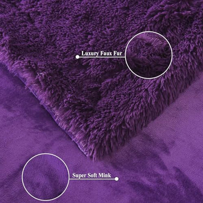 GONAAP Fuzzy Faux Fur Twin Blanket for Couch, Purple, 60"x80" - color: Purple, size: Twin(60"x80")