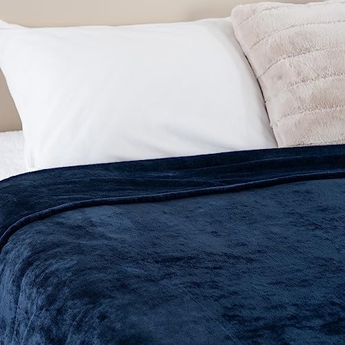 Berkshire Blanket Classic VelvetLoft® Solid Bed Blanket King Size, Lightweight Soft Fuzzy Plush Blanket for Bed and Couch, Dress Blues, 90x108 Inches - color: Dress Blues, size: King/Cal King