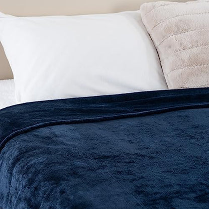 Berkshire Blanket Classic VelvetLoft® Solid Bed Blanket Twin Size, Lightweight Soft Fuzzy Plush Blanket for Bed and Couch, Dress Blues, 60x92 Inches - color: Dress Blues, size: Twin/Twin XL