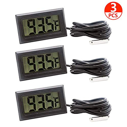 ACEIRMC 3pcs Black Digital LCD Thermometer Temperature Monitor with External Probe for Fridge Freezer Refrigerator Aquarium (Fahrenheit) - color: Fahrenheit