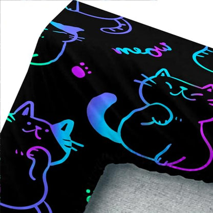 3D Neon Cat Sheets Twin Size Bed Set,1 Fitted Sheet+2 Pillowcases. - color: Black, size: Twin