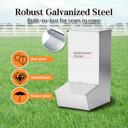 Hog Feeder Silver, 2.5 Bushels Capacity - color: Silver, size: Single Door