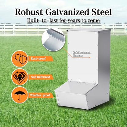 Hog Feeder Silver, 2.5 Bushels Capacity - color: Silver, size: Single Door