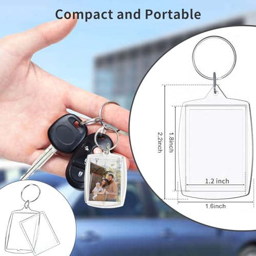 Acrylic Photo Frame Keyring, Personalized Keychains,Clear Picture Keychain as Gift - color: 100pcs