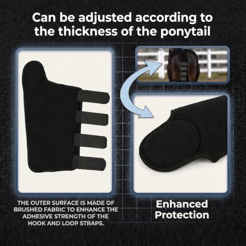 17.7" Horse Tail Guard Wrap Protector,Tail Bags Cover 4 Straps | Durable Horse Tail Protection Cover & Tail Wraps for Horses,Padded Horse Tail Protector Guard with 4 Hook Straps.