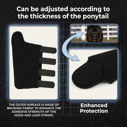 17.7" Horse Tail Guard Wrap Protector,Tail Bags Cover 4 Straps | Durable Horse Tail Protection Cover & Tail Wraps for Horses,Padded Horse Tail Protector Guard with 4 Hook Straps.