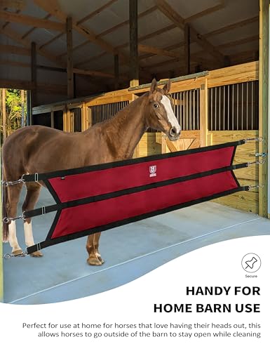 Harrison Howard Long-Lasting Fabric Home Barn Use Sturdy Spring Hooks and D-Rings Adjustable Straps Aisle Stall Guard Red
