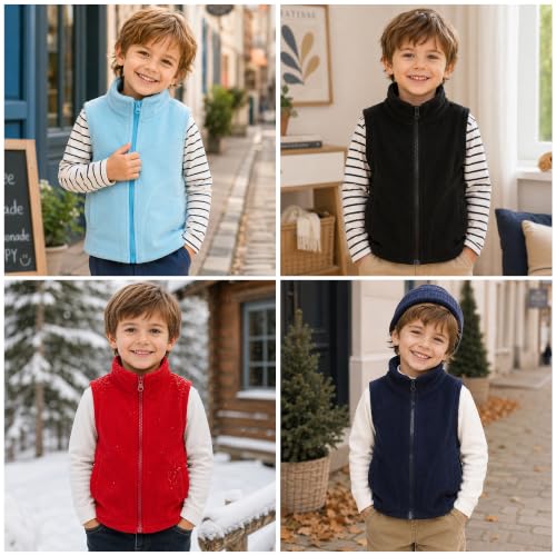 Mud Kingdom Boys Girls Polar Fleece Vest Jacket Ligntweight Plain Vest Full Zipper Sleeveless - color: Blue, size: 10