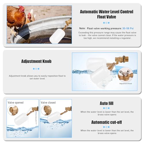1/2 Inch Float Valve, Water Level Control Auto Fill Valve