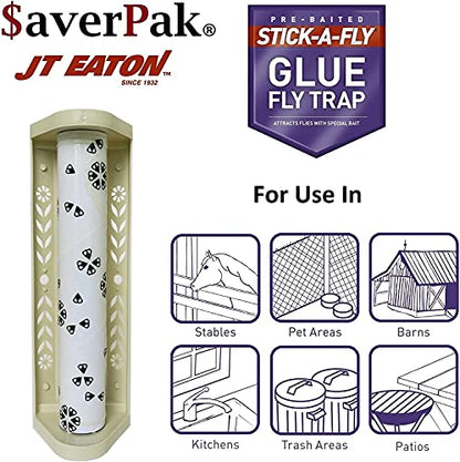 $averPak JT Eaton Stick-A-Fly Glue Fly Stick Trap (12 Pack) Case Pack - size: 12 Pack