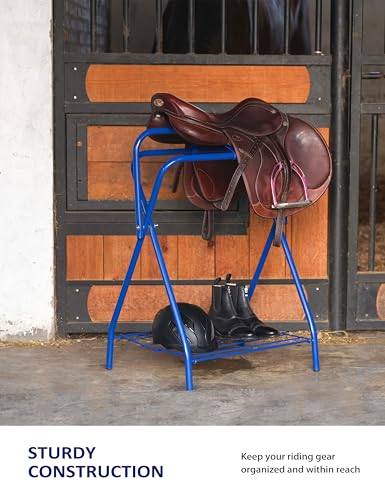 Tackmore Freestanding Saddle Rack Accommodates English Western Saddles Lightweight Foldable Space Saving Saddle Stand - color: Blue