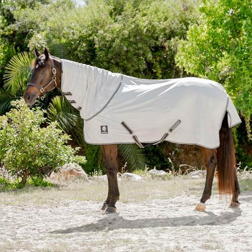 Equinavia Brisk Mesh Horse Fly Sheet with Neck Coverage, UV Protection - color: Silver Gray, size: 75 in
