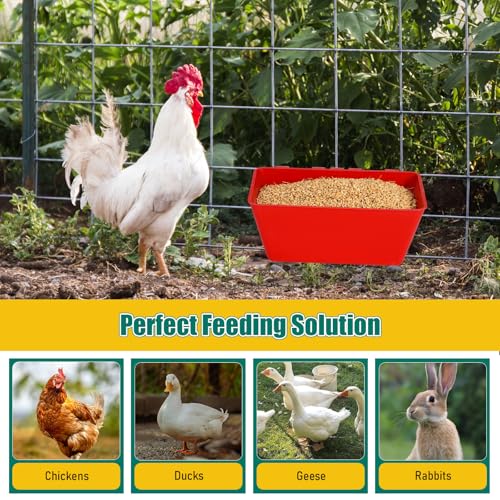 2 Pack Chicken Feeder Waterer 2.5 Quart Hanging Poultry Feeders Trough - color: Red