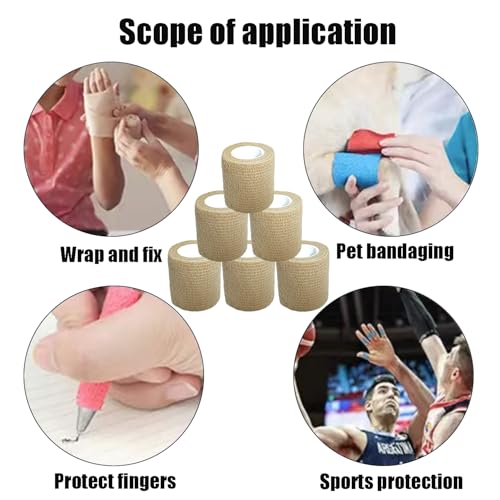 2 Inches Self Adhesive Bandage Wrap Bulk, 6 Pack, Skin Color - color: Skin