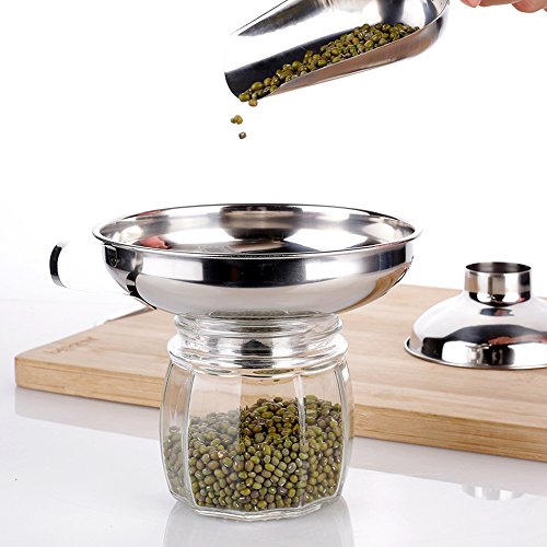 Stainless Steel Funnel for Mason Jar with Handle for Regular and Wide Mouth Jars (Neck-4.5cm) - size: 1 Pack Neck-1.77"