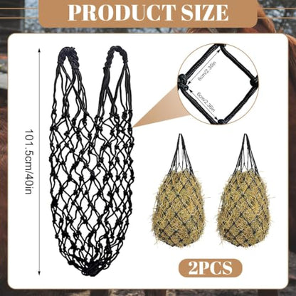 2 Pack Hay Bags for Horses, Large Slow Feed Hay Nets with Durable Mesh | Round Bale Horse Hay Feeder for Stable Stall Paddock
