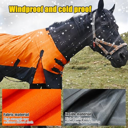 Adjustable Waterproof Horse Sheet | Horse Blankets for Real Horses|Perfect Rainy Day Protection(80", Orange)