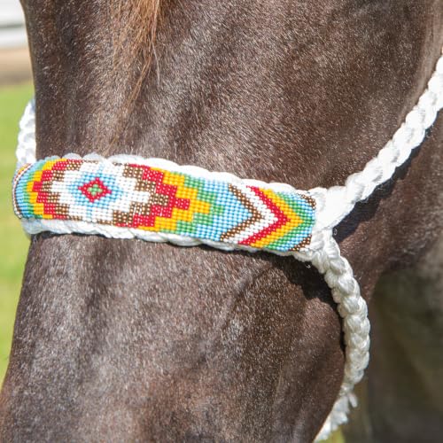 Professional's Choice Cowboy Braided Horse Halter - color: White/Red, style: Beads