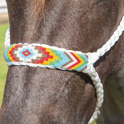 Professional's Choice Cowboy Braided Horse Halter - color: White/Red, style: Beads