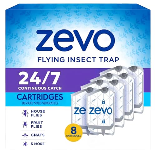 Zevo Plug-in Flying Insect Trap Refill Pack, 8 Authentic Cartridges for Indoor Spaces