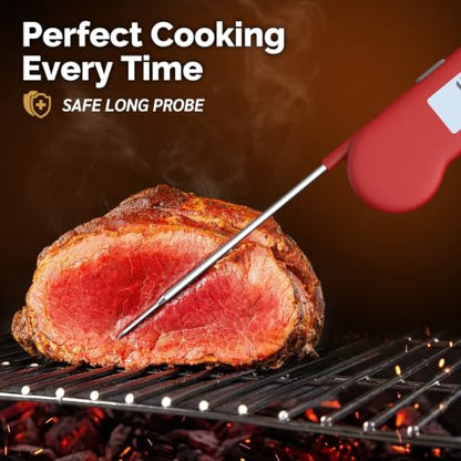 0.5 Sec Instant Read Grill Meat Thermometer Digital Food Cooking BBQ, Red - color: Red