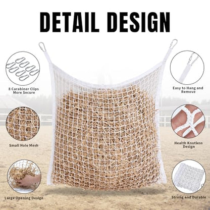 Slow Feed Hay Nets for Horses, Large Capacity Hay Bags, 4 Pack - size: 4PCS-White